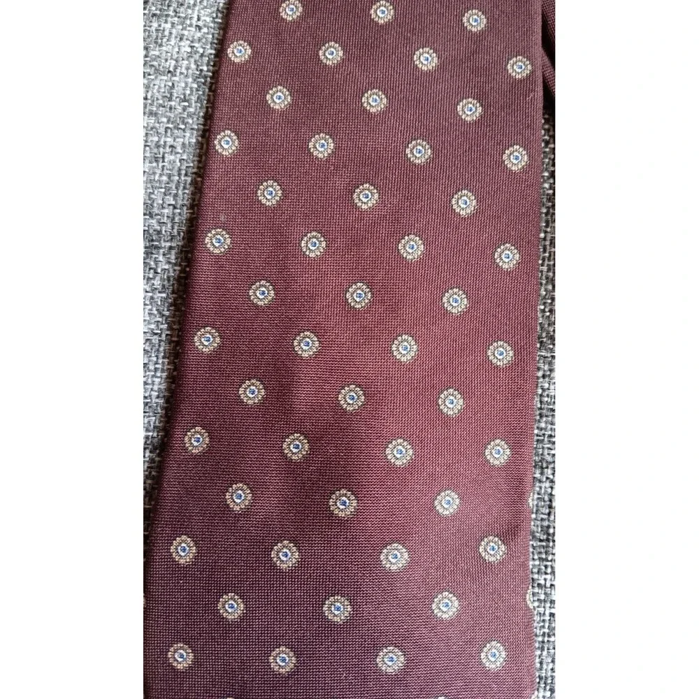 Dress Tie 70s 80s 90s Y2K Mens Giacomo Brown Polka Dot silk 3.25 Wide 57 Long